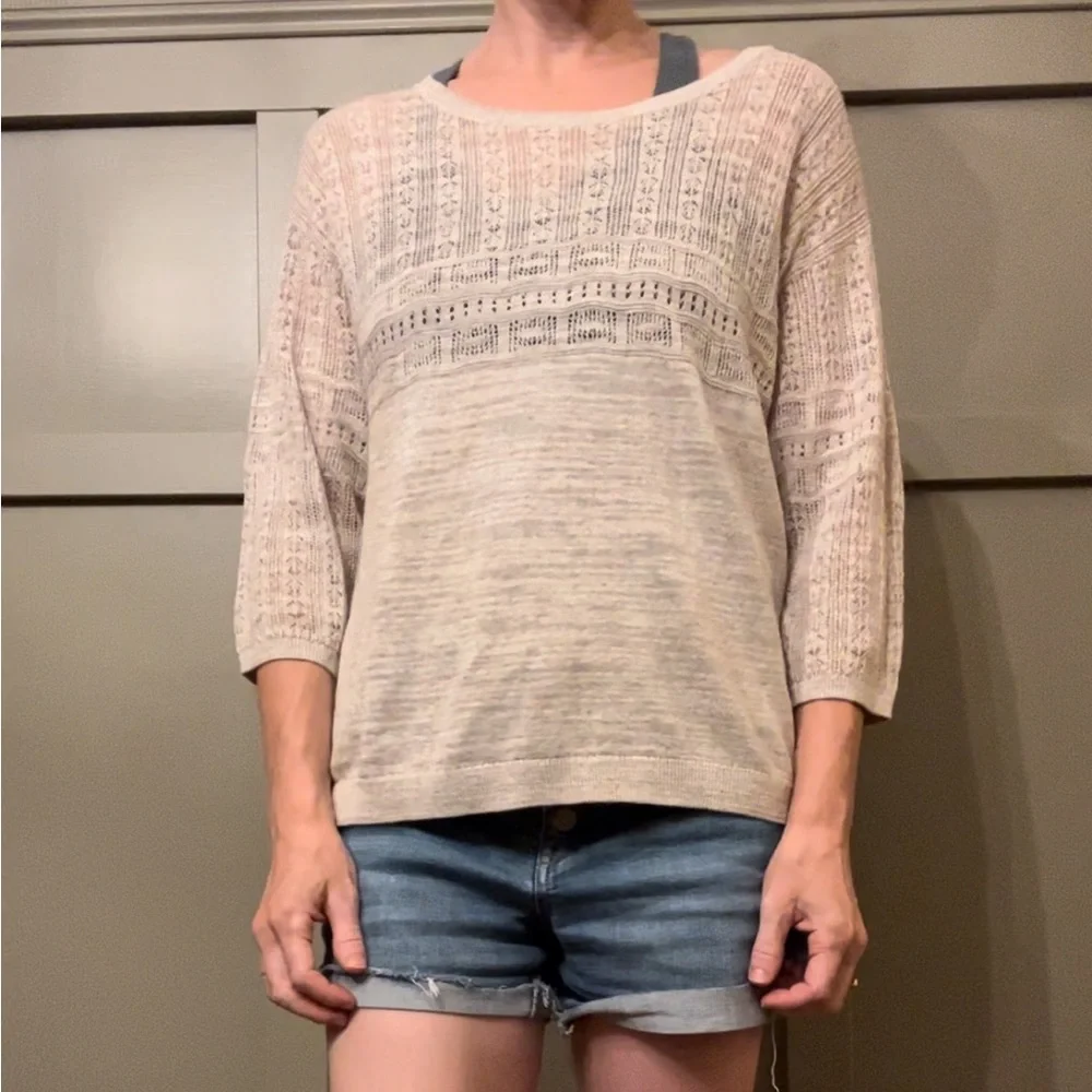 Fat Face Multicolor Knit Lightweight Sweater 3/4 Sleeves Size 4